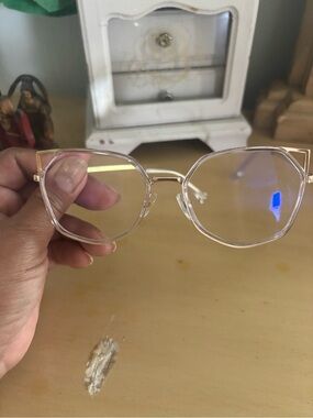 Women's Pink Gold Clear Frame Blue Light Glasses